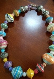 Necklace made of recycled beads